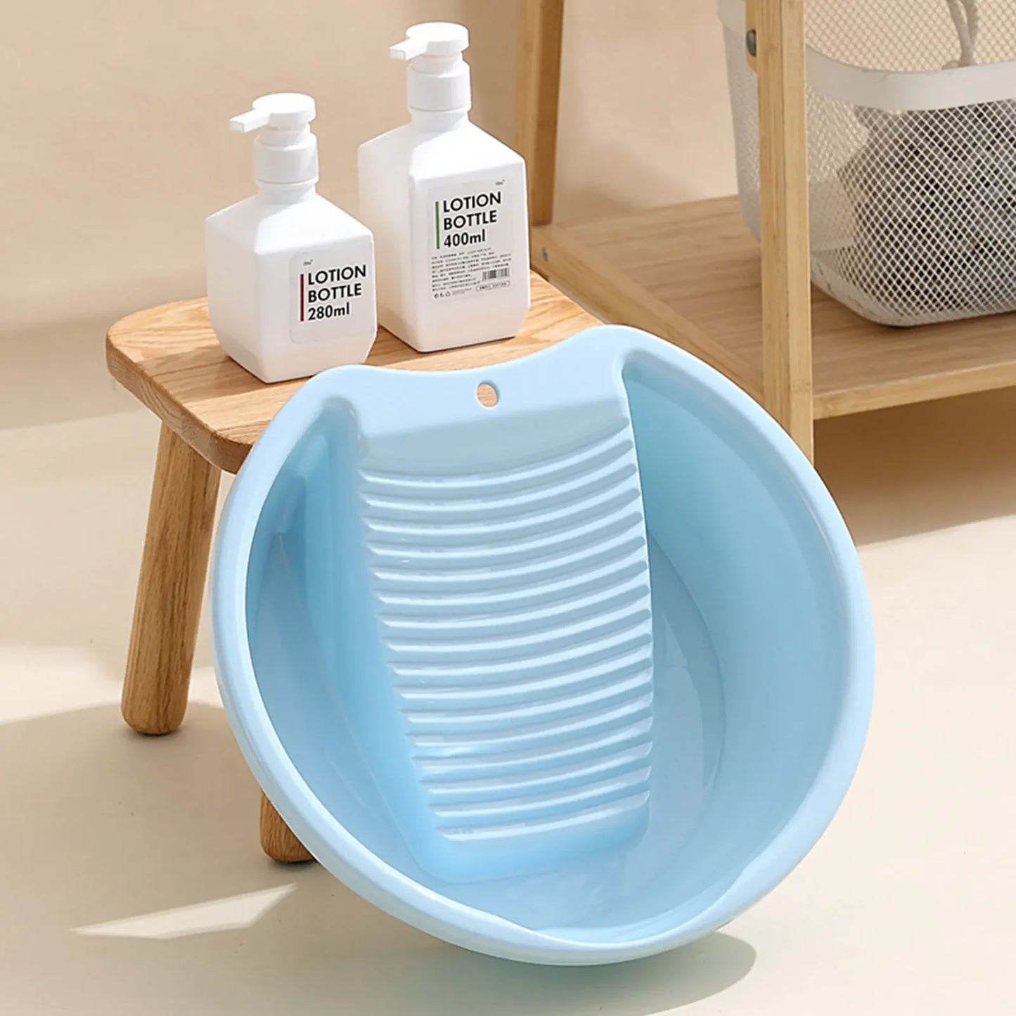 Washboard Basin Convenient Non Slip Plastic Washboard Washing Clothes Laundry Basin for Clothes T Shirts Blouses Socks Hand Wash