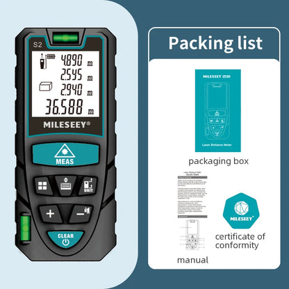 MILESEEY Laser Tape measure S2 40M 60M 80M 100M 120M Laser Rangefinder,Laser Measuring Tool with Multi Measurement Function