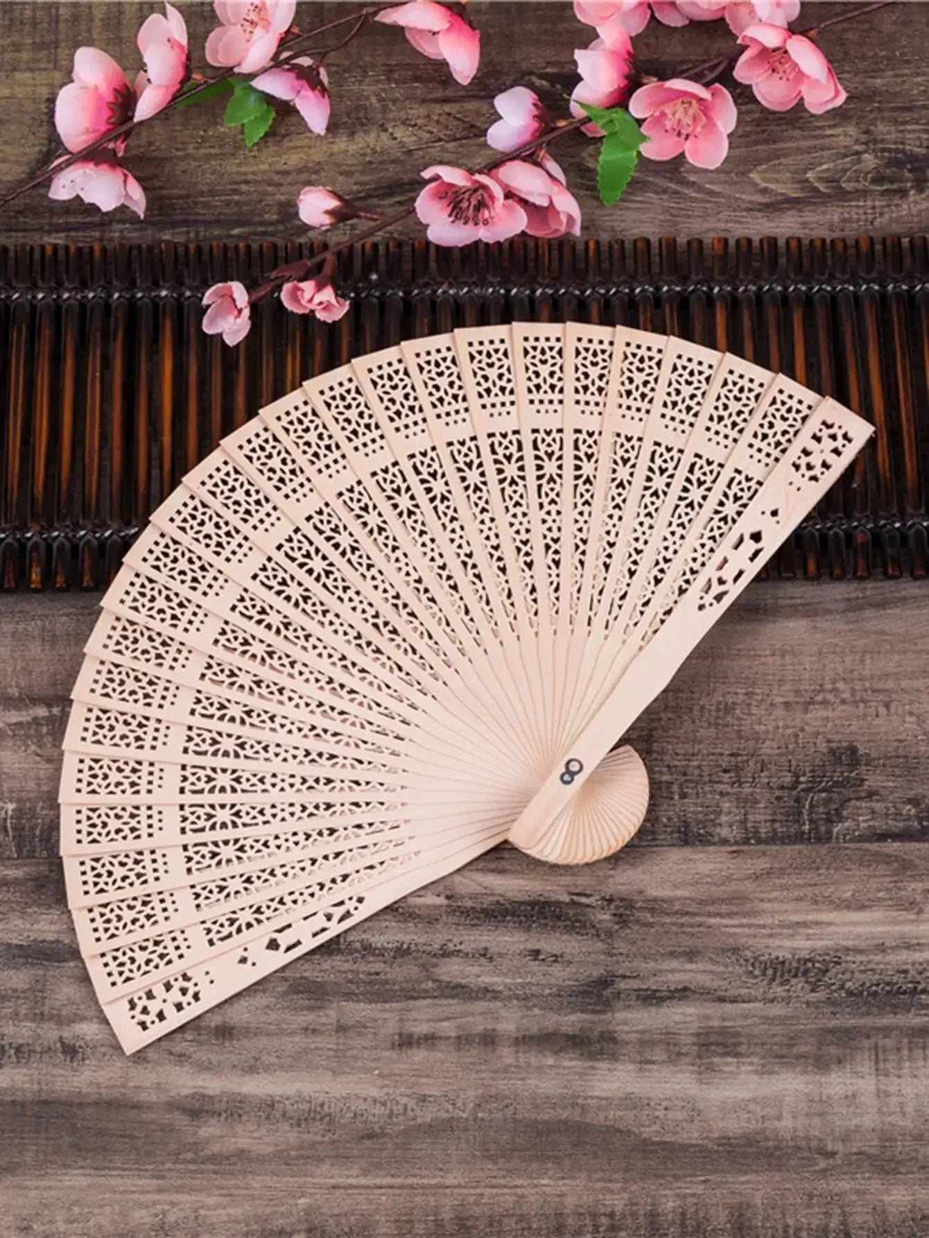 1pc-Elegant wooden folding hand fan favored by fans, favored by wedding parties and performances