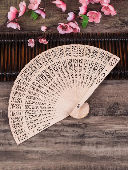 1pc-Elegant wooden folding hand fan favored by fans, favored by wedding parties and performances