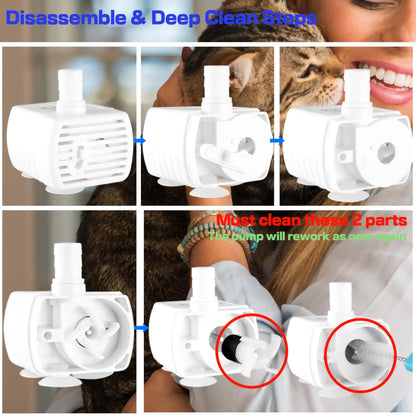 Cat Water Fountain Stainless Steel Pet Water Fountain for Cats Inside 1Filters&Ultra-Quiet Pump 2.2L/73oz Dog Pet Water Fountain