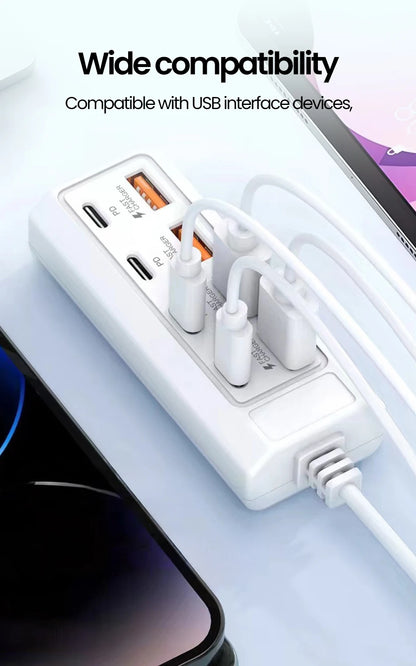 8 in 1 USB Electrical Socket 25W Fast Charging Power Outlet Adapter Docking Stations USB Splitter Converter USB Extension Socket