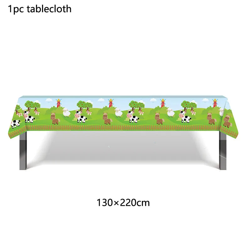 Farm Animals Disposable Tableware Paper Plates Cups Napkins Kids Farm Theme Birthday Party Decoration Supplies