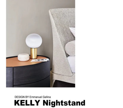 Solid Wood Creative Elliptical Bedside Table Modern Simple Night Stand for Bedroom Nightstands Storage Cabinet Bedroom Furniture