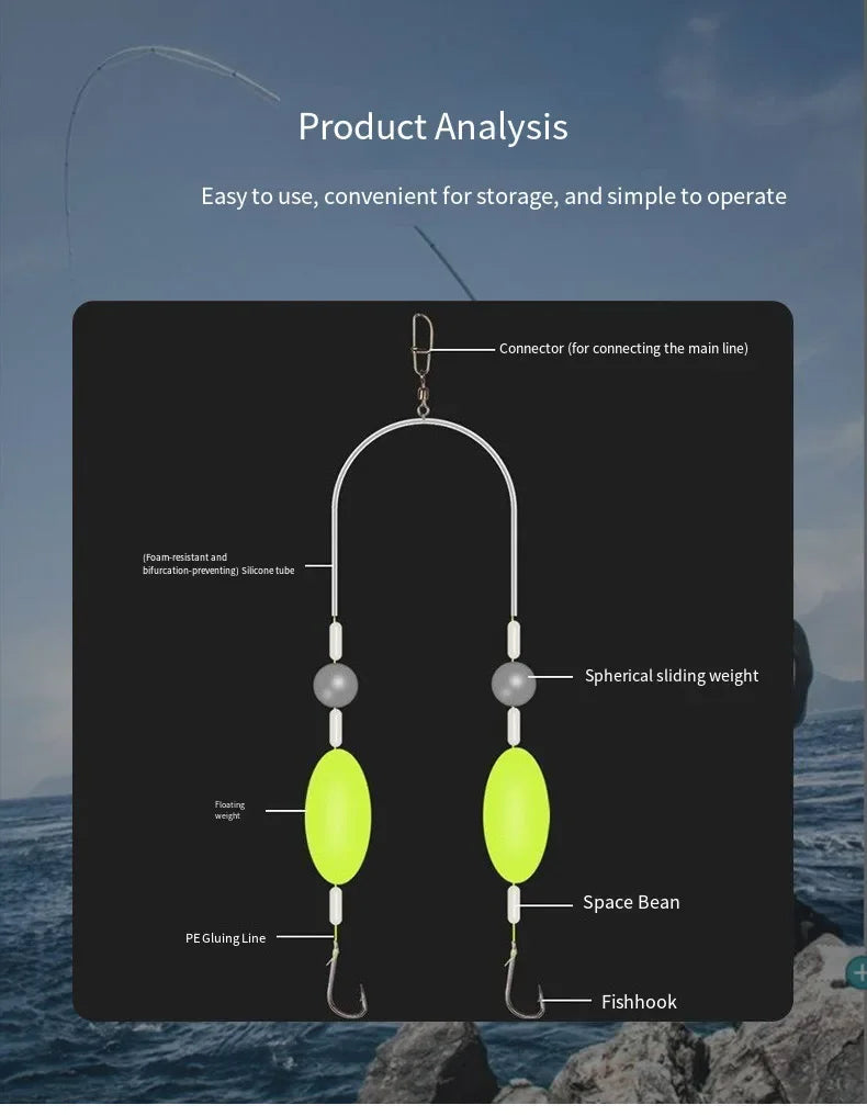 1Pc #4/7/9/12 Double Hook Fishing Hair Rigs Hook Suspension Iseni Anti Bottom Carp Fishing Hook Ready Made Carp Rig Fishing Lure