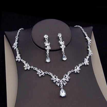 Fashion Crystal Bridal Jewelry Sets for Women Tiaras Earrings Necklace Crown Wedding Dress Bride Jewelry Set Accessories