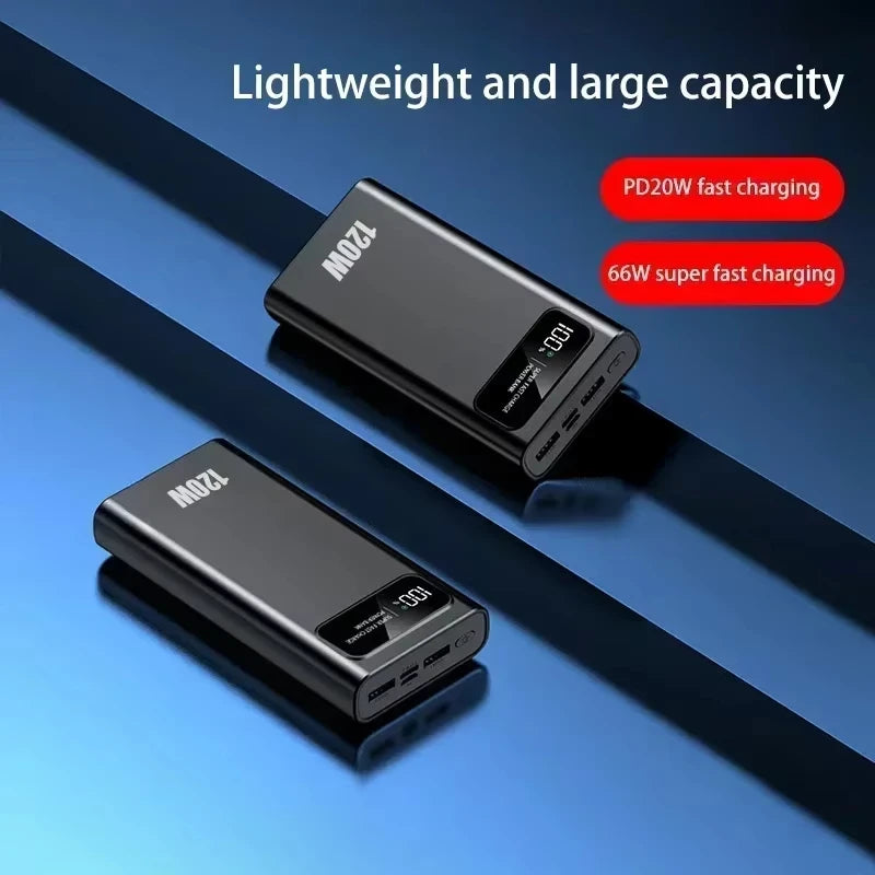 200000mAh Portable Power Bank 120W Super Fast Charging External Battery High-capacity LED Digital Display For Phone Durable