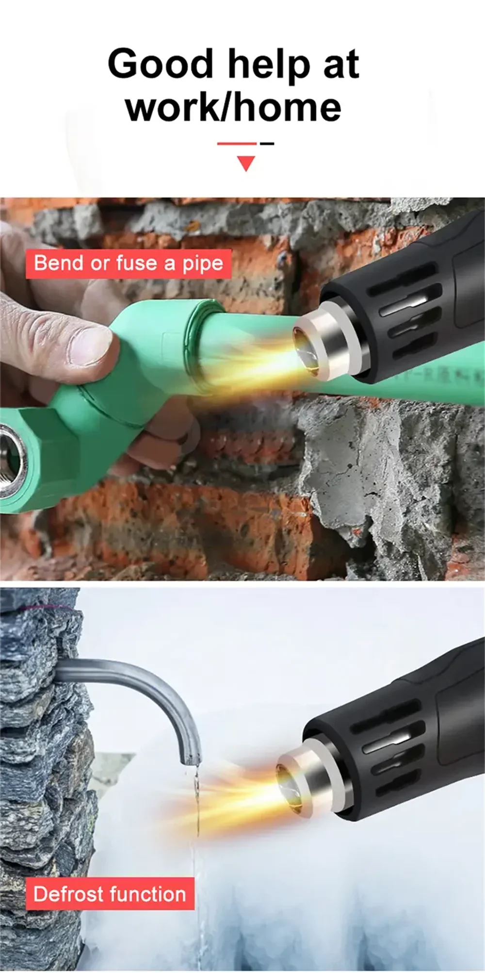 2000W Hot Air Gun High Power Temperature Regulating Industrial Electric Heat Gun Automobile Film Baking Gun Tool
