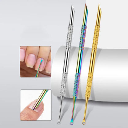 Pedicure Tool Double-Headed Nail Cuticle Pusher Polish Scraper Hook Type Dead Skin Remover Nail Care Stainless Steel