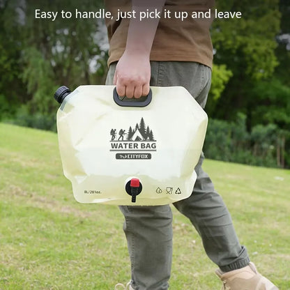 Outdoor Water Storage Bag 8L With Faucet Valve Travel Camping Food Grade Large Capacity Portable Foldable Plastic Water Bag
