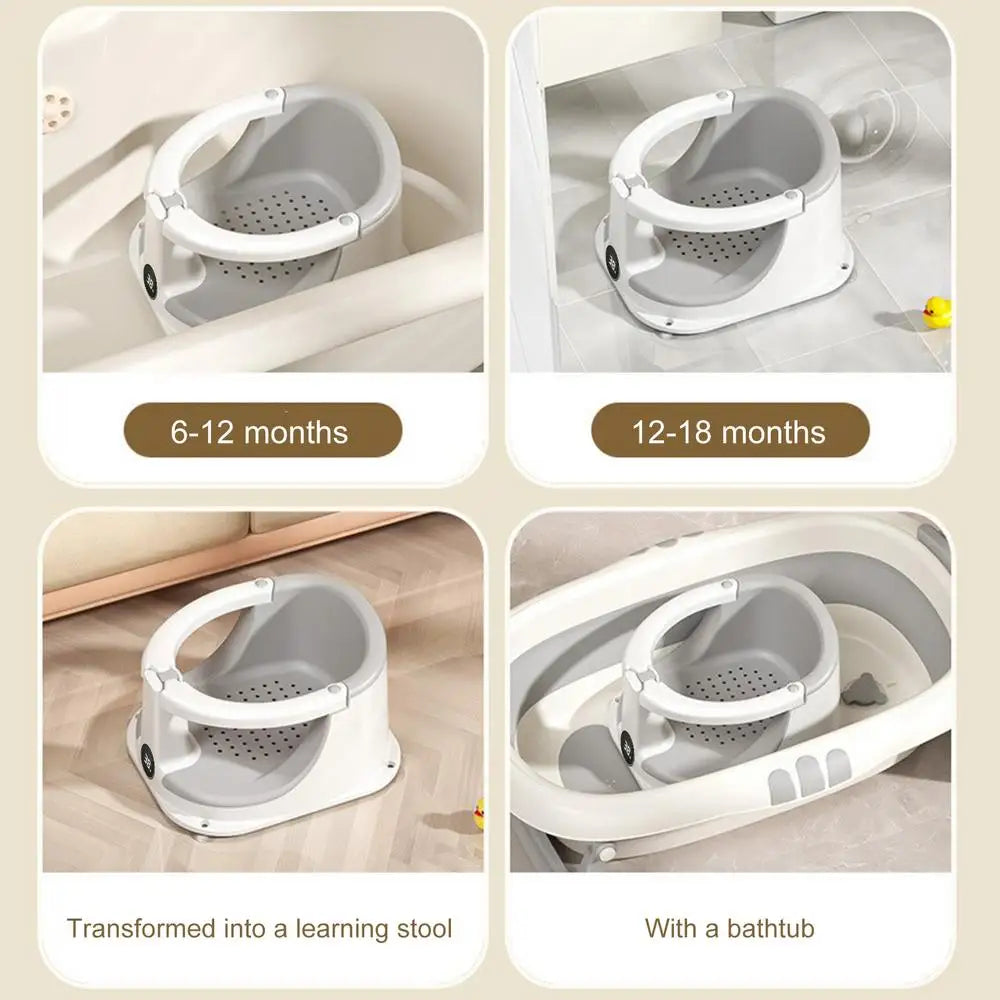 Bath Seats For Babies Sitting Up Baby Bath Tub Seat With Temperature Sensor Children Safety Shower Assistance Supplies For Home