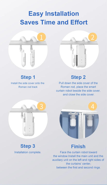 Smart For Home Curtain Opener Electronic Roman Rod/T-track/U-rail Curtain Motor Robot Remote Button Control Curtain Switch Robot