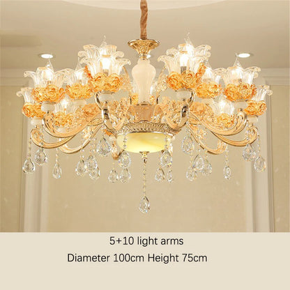 Flower Glass Lampshade Crystal Pendant Lamp Living Room Dining Room Bedroom Hall Villa New Design Hot Sale Decorative Chandelier
