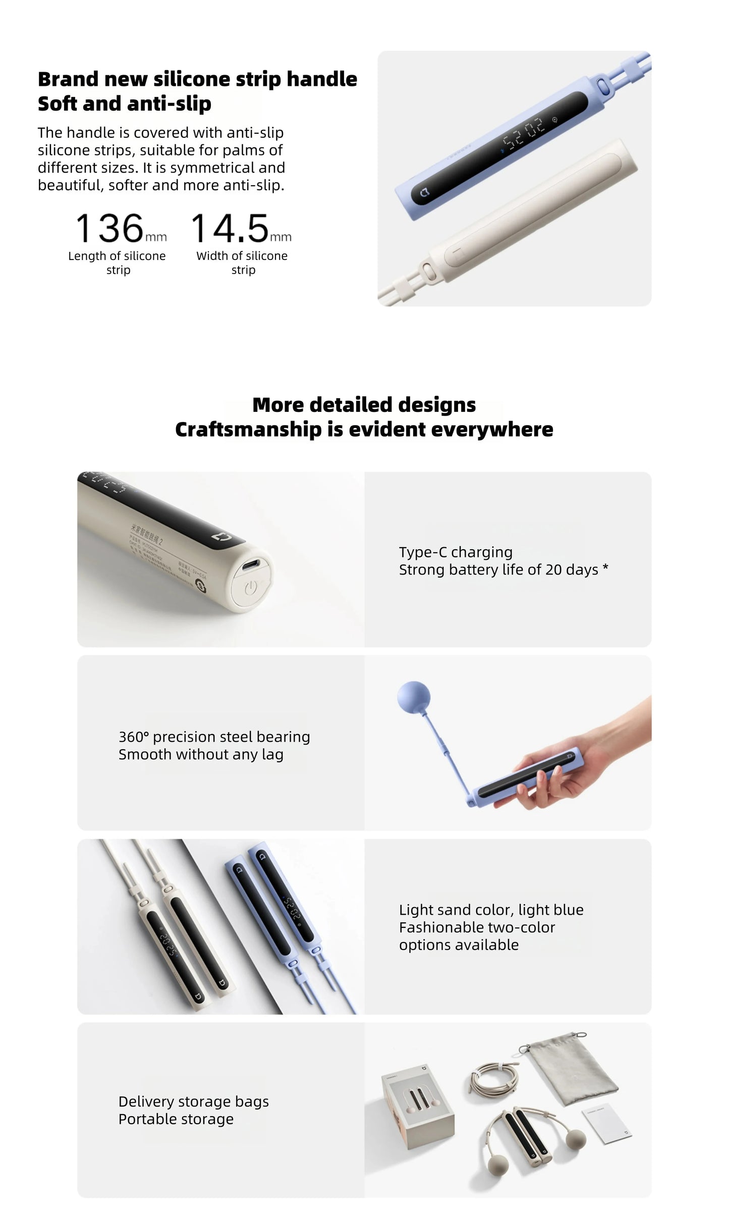 Xiaomi Mijia Smart Jump Rope 2 Bluetooth Fitness Weight Loss Exercise Counting Gravity Ball Skipping Professional Fat Burning CN