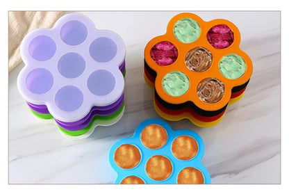 7 Holes Reusable Silicone Baby Food Freezer Tray Crisper Egg Bite Mold BPA Free Storage Baby Food Storage Containers With Lid
