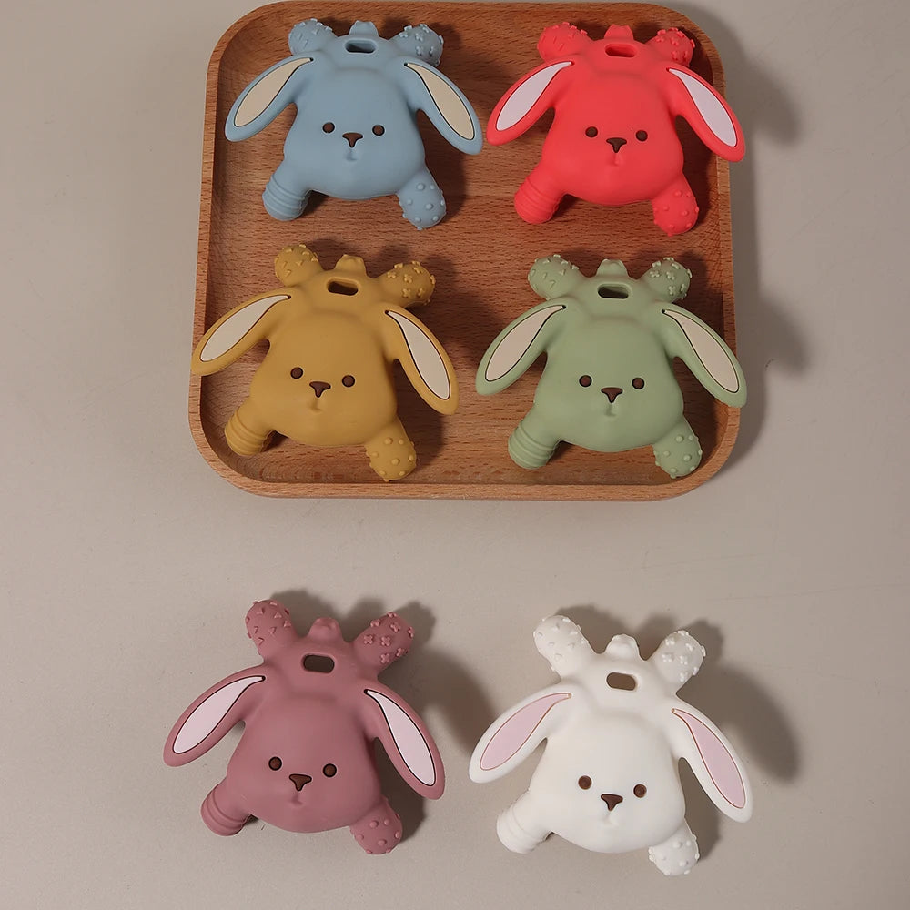 Baby silicone easter bunny teether Food Grade Safe Teether cute cartoon nursing teething Toy Teething gift  oral care