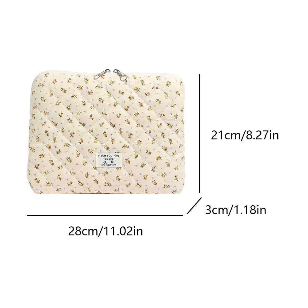 Laptop Sleeve for 11-15 Inch Laptop Tablet Puffy Quilted Floral Laptop Case Coquette Aesthetic Puffy Laptop Sleeve Cover Case