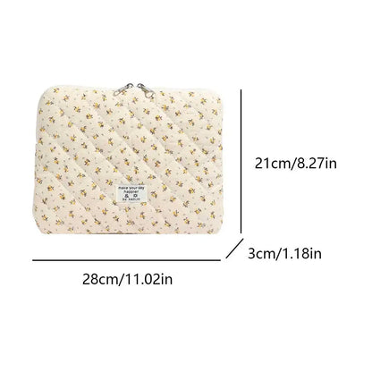 Laptop Sleeve for 11-15 Inch Laptop Tablet Puffy Quilted Floral Laptop Case Coquette Aesthetic Puffy Laptop Sleeve Cover Case
