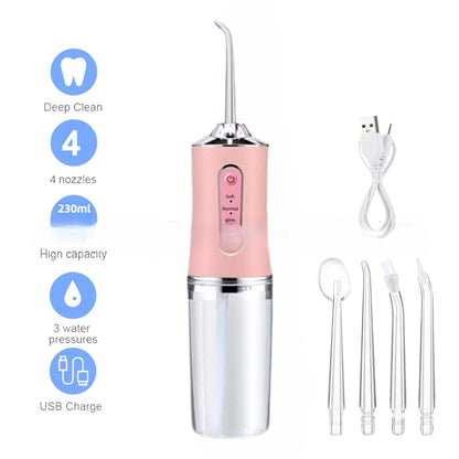 Oral Irrigator Portable Teeth Irrigator USB Rechargeable Waterproof Teeth Scrubber 3 Modes Clean Teeth Suitable Children Adults