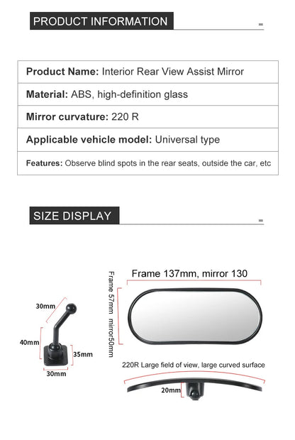 Sticky Baby Mirror For Car Auxiliary Mirror 360 Adjustable Baby Rear View Mirror Adhesive Mount Wide Angle Shatterproof Backseat