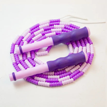 Wholesale adult and children's skipping ropes with colorful soft beads and bamboo nodes. Children's skipping ropes