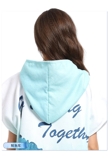 Beach Towel with Hood for Men and Women Hooded Towels Bath Robe for adult Quick Dry Lightweight Soft Microfiber Poncho Swim Robe