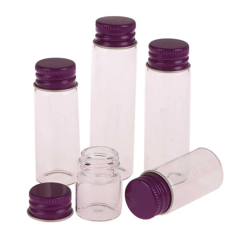 10PCS/lot  5/7/10/14/18/20/26ML Tiny Glass Jars Bottles Screw Cap Storage Jar Mini Containers GLASS Transparent Vial Bottles