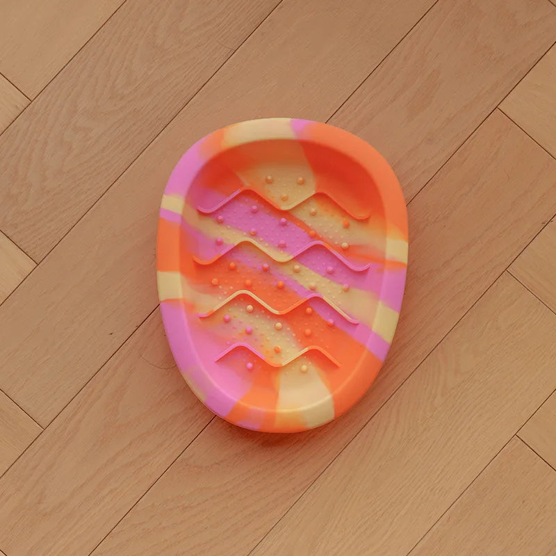Slow Feeder Bowl for Dogs & Cats - Non-slip Silicone Pet Food Dish with Egg Design for Small Dogs & Kittens