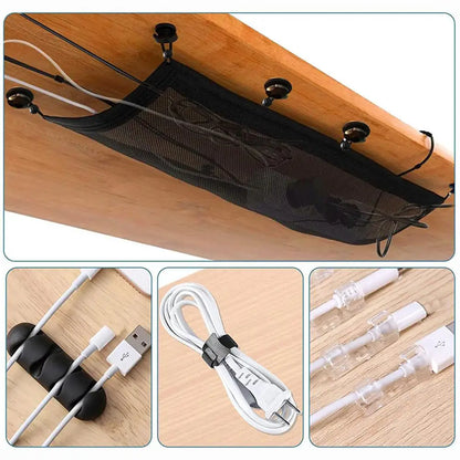 Cable Management Under Desk Wire Management Net For Under Desk Easy Installation Large Capacity Multifunctional Cable Organizer