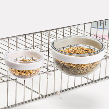 Bird Feeding Bowl Detachable Transparent Bowl Plastic Food Cup For Cage Convenient Hanging Seed Water Feeder for Parrots