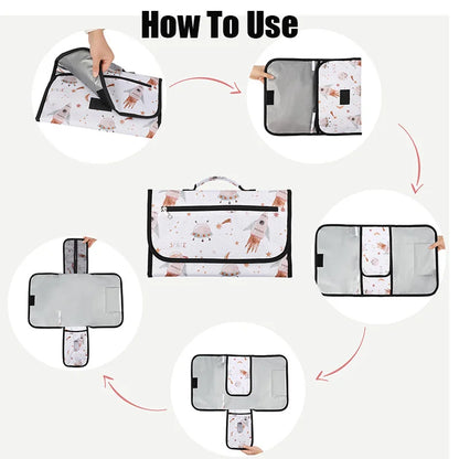 Waterproof Baby Changing Pad For Baby Girls Folding Portable Newborn Travel Diaper Mat With Wipes Pocket Baby Showers Gift