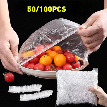 10/50/100/150/200pcs Reusable Disposable Food Cover Plastic Wrap Durable Elastic Food Lids for Bowls Elastic Plate Covers