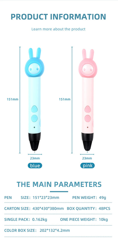 2022 3d Pen for Kids PLA Filament 1.75mm Set 3D Printing Pens Kit Safe Low Temperature Anti-Scald USB Charging Birthday Gift