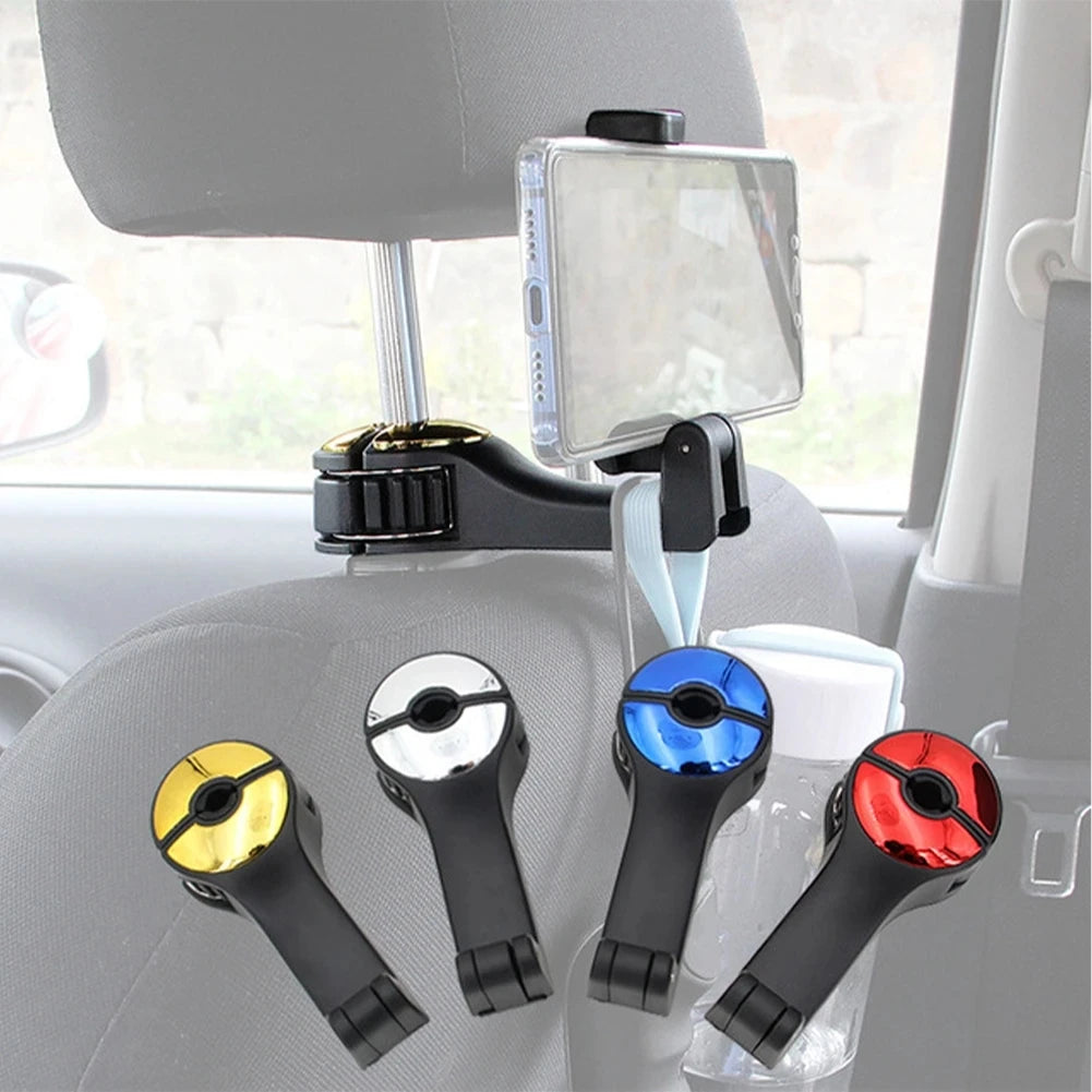 3 in 1 Car Vehicle Back Seat Headrest Hook Mobile Phone Holder Portable Seat Back Hanger Hook for Bag Purse Cloth Grocery