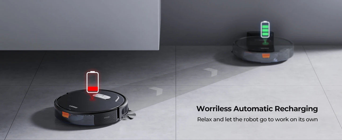 Laresar Robot Vacuums and Mop Combo 6000Pa Suction Auto Carpet Boost Self-Charging Super-Slim Robotic Vacuum Cleaner