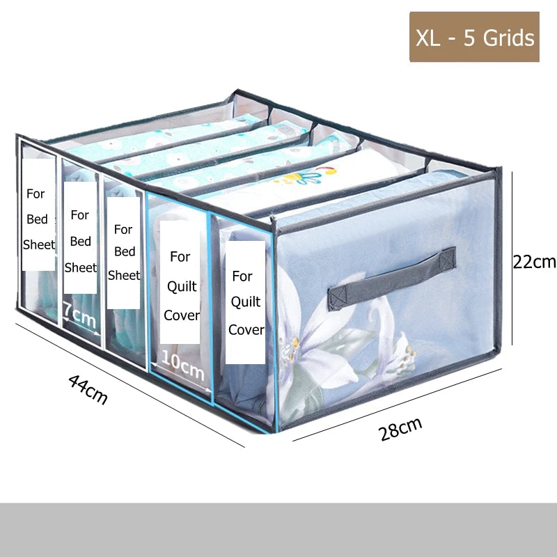 Wardrobe Clothes Organizer 12/9/5 Grids Closet Organizers and Storage for Clothing Jeans Socks Skirts Bra Storage Box Closet