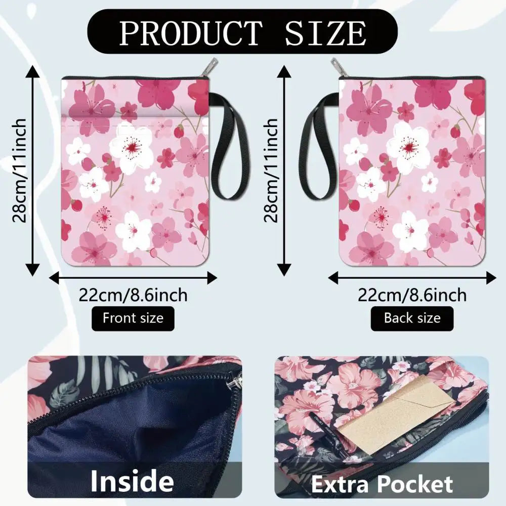 Flower Book Covers Daisy Book Protector Black Vintage Book Sleeve for Paperbacks Washable Fabric Cloth Book Cover with Zipper