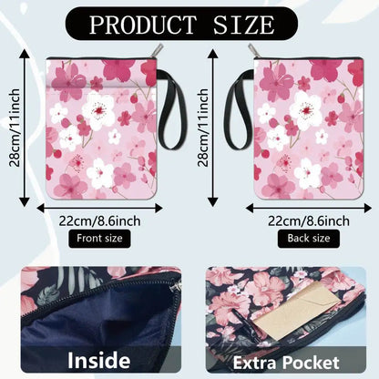 Flower Book Covers Daisy Book Protector Black Vintage Book Sleeve for Paperbacks Washable Fabric Cloth Book Cover with Zipper