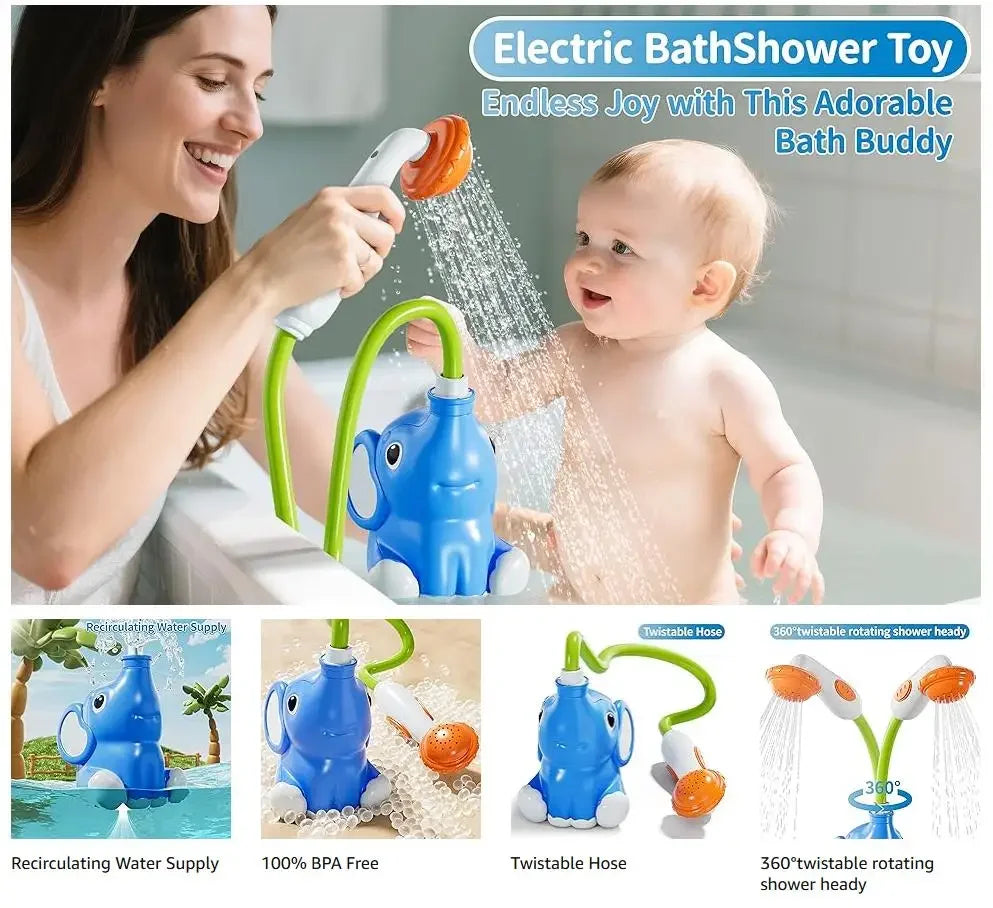2025 new Baby Bath Shower Head Toys for Kids Ages 2-4 Bath Toys for Infants with Elephant Water Pump for Kids 3-5 Kids Bath Toys