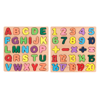 Colorful Alphabet Number Wooden Puzzles Kids Intelligent Matching Game Preschool Children Early Educational Toys