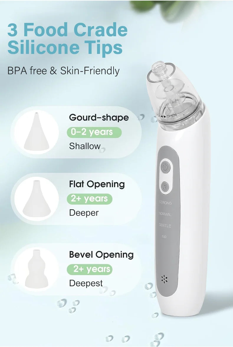 New Electric Nasal Aspirator Baby Nose Sucker Snot Booger Mucus Remover for Toddler Infant Newborn Kid Nose Cleaner with Music