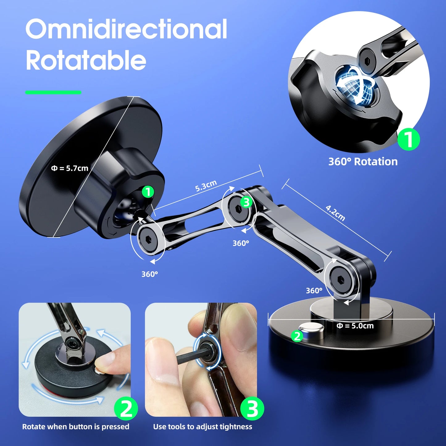 Universal 360 Degree  Magnetic Phone Holder Telescoping Car Phone Mount for iPhone 14 13 12 11 Max Plus Car Navigation Bracket