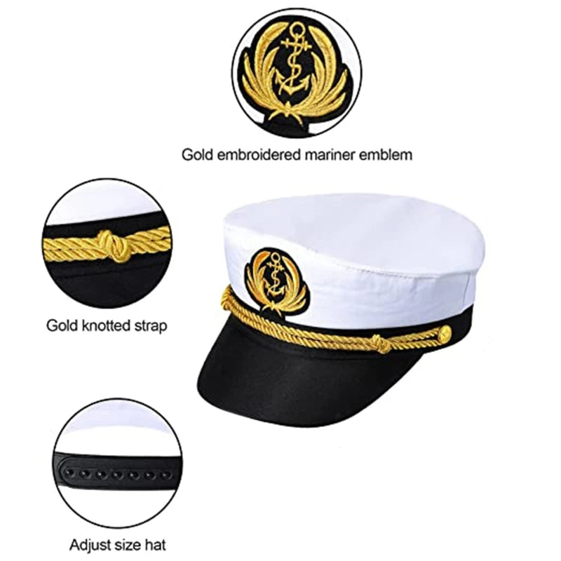 Navy Marine Hat Yacht Captain Hat  Captain Costume Men  Cap Beanie Navy Marine  Hat Formal Dress