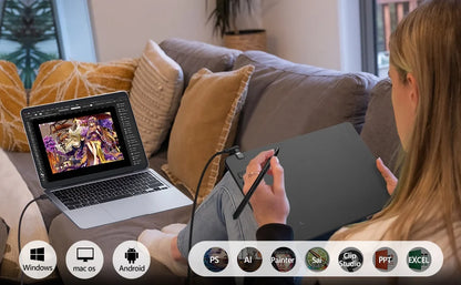 2025 Graphics Drawing Tablet Ultra-thin Art Creation Sketch Digital Tablet with Battery-free Stylus 8192 Levels Pressure