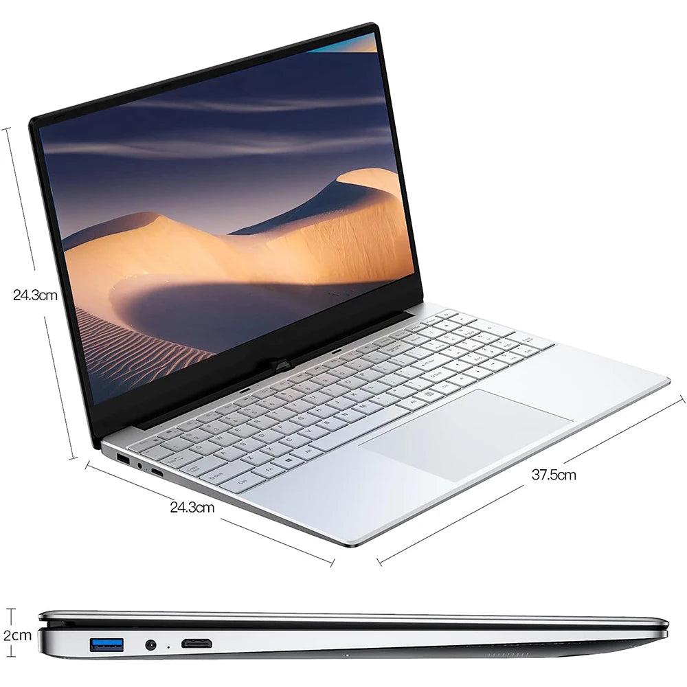 15.6 inch Laptop Computer intel Pentium 7505 Dual Core Laptops Windows 11 Pro Portable PC Gamer Notebook with Fingerprint Unlock