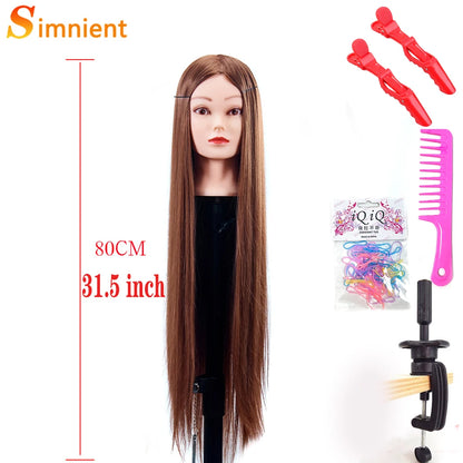 70Cm 100% High Temperature Fiber Blonde Hair Mannequin Head Training Head For Hairstyles Braid Hairdressing Manikin Doll Head