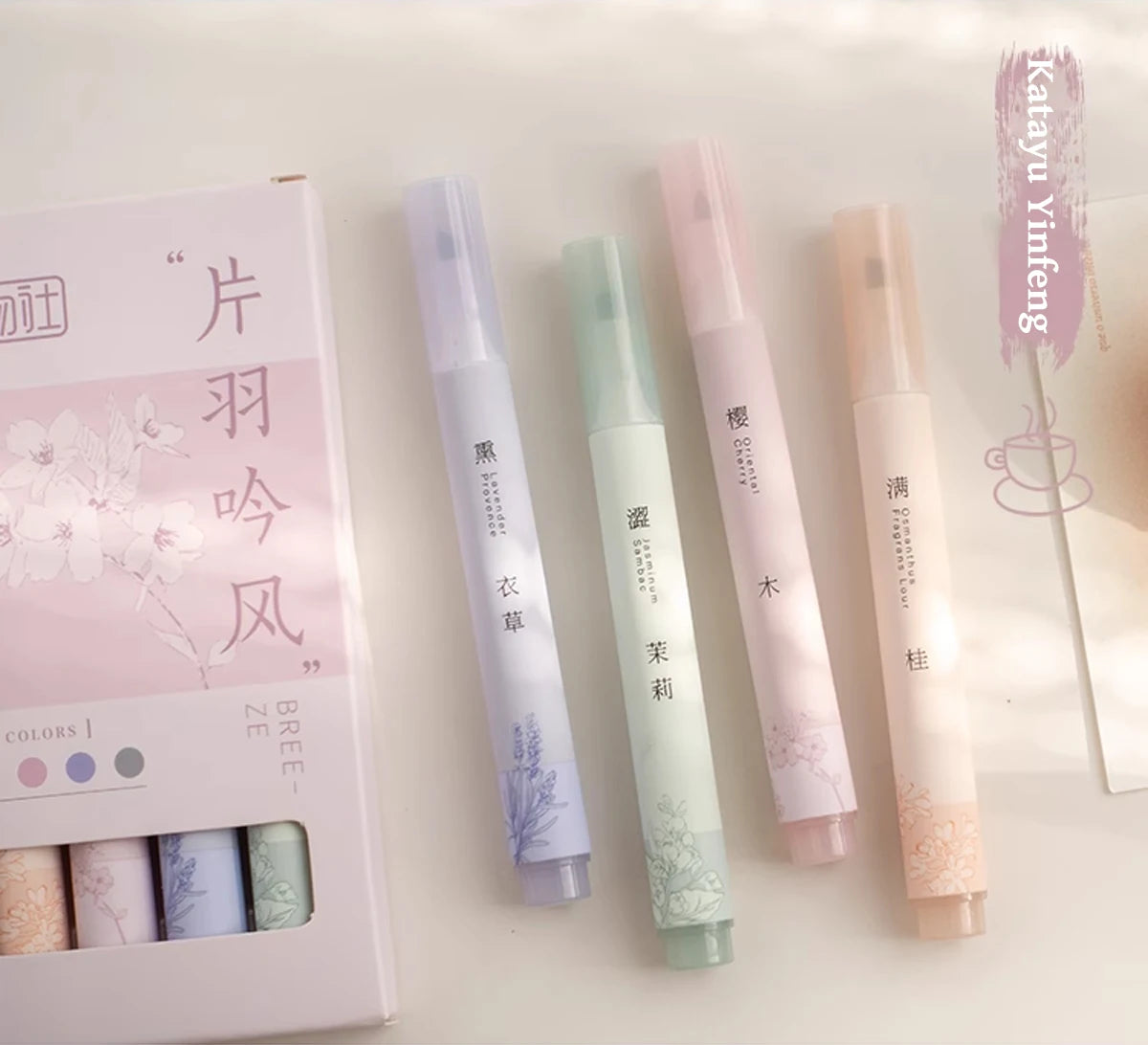 4PCS Retro Style Handbook Pen Marker Graffiti Brush Inscription Pen Office Culture and Educational Supplies