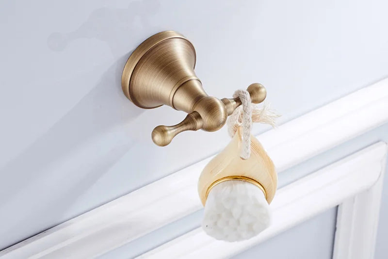 Bathroom Accessories Antique Brass Wall Mounted Toilet Paper Holder Towel Ring Robe Coat Hook Bathroom Hardware