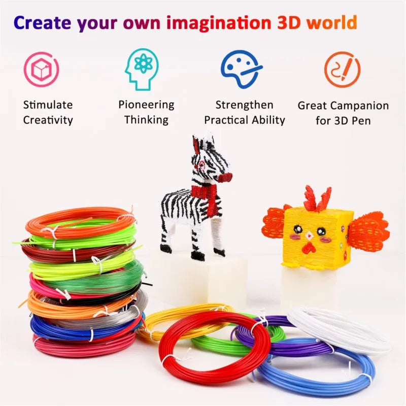 3D Printing Pen 9/50/100/200M PLA Filament LED Display With PU Case DIY Drawing Pens Stimulate Creativity Kids Toys 3D Pen
