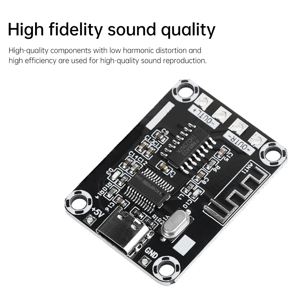 DC5V Mini XH-A155 PAM8403 Ultra clear D-class Bluetooth 5 Digital Amplifier Board 5W+5W Amplifier Board TYPE-C DC5V Power Supply